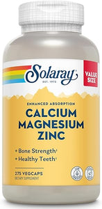 Solaray Calcium Magnesium Zinc Supplement, with Cal & Mag Citrate, Strong Bones & Teeth Support, Easy to Swallow Capsules, 60 Day Money Back Guarantee, 68 Servings, 275 VegCaps in Pakistan