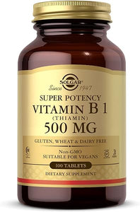 Solgar Vitamin B1 (Thiamin) 500 mg, 100 Tablets - Energy Metabolism, Healthy Nervous System, Overall Well-Being - Super Potency - Non-GMO, Vegan, Gluten/Dairy Free - 100 Servings in Pakistan