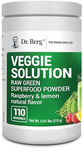 Dr. Berg's (Veggie Solution) Organic Super Greens Powder w/Spirulina - Raw Green Powder Superfood - Vegetable Powder Supplement with Vitamins, Minerals, Enzymes, and Phytonutrients - 110 Servings in Pakistan