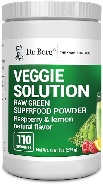 Dr. Berg's (Veggie Solution) Organic Super Greens Powder w/Spirulina - Raw Green Powder Superfood - Vegetable Powder Supplement with Vitamins, Minerals, Enzymes, and Phytonutrients - 110 Servings in Pakistan in Pakistan