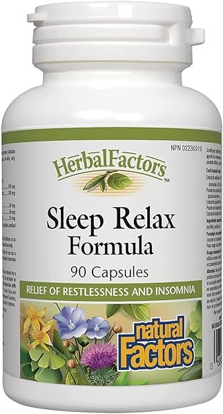 Herbal Factors Sleep Relax Formula by Natural Factors, Natural Sleep Aid with Valerian Root, Passion Flower and Skullcap, Non-GMO, 90 capsules (90 servings) in Pakistan in Pakistan