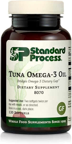Standard Process Tuna Omega-3 Oil EPA and DHA - Whole Food Support, Brain Health and Brain Support, Eye Health, Skin Health and Hair Health with Tuna Oil - Gluten Free - 120 Softgels in Pakistan