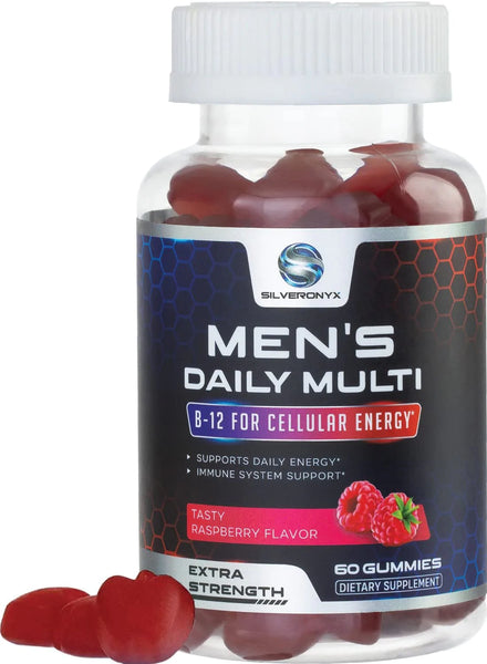 Men's Multivitamin Gummy - Daily Immune & Energy Support Supplement with Vitamins A, B12, C, D, Biotin, Zinc - Chewable Gummy Adult Multi Vitamin & Mineral - Non-GMO & Gluten Free - 60 Gummies