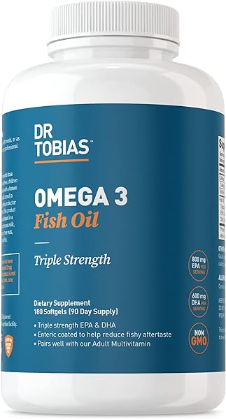 Dr. Tobias Omega-3 Fish Oil, Triple Strength, Supports Brain & Heart Health, 2000 mg per Serving, 180 Soft Gels (2 Daily) in Pakistan in Pakistan