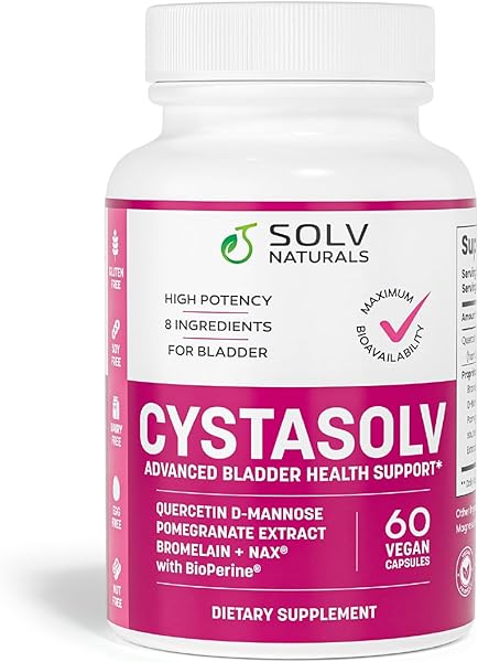 CYSTASOLV Bladder Formula - Quercetin, Bromelain, D Mannose Supplement - Bladder Support for Women & Men - 60 Vegan Capsules in Pakistan in Pakistan