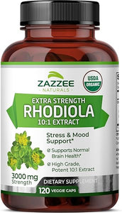 Zazzee USDA Organic Rhodiola 10:1 Exract, 3000 mg Strength, 120 Capsules, 4 Month Supply, Standardized and Concentrated 10X Extract, 100% Vegetarian, Extra Strength, All-Natural and Non-GMO in Pakistan