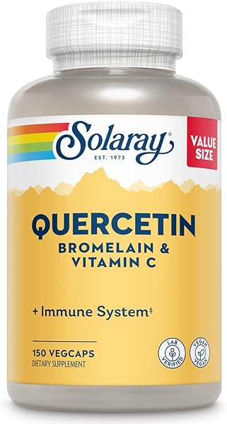 SOLARAY Quercetin Bromelain & Vitamin C, Immune System, Sinus, Respiratory & Antioxidant Activity Support, Vegan, 500mg of Quercetin & 1,235mg of VIT C, 60 Day Guarantee, 75 Servings, 150 VegCaps in Pakistan in Pakistan