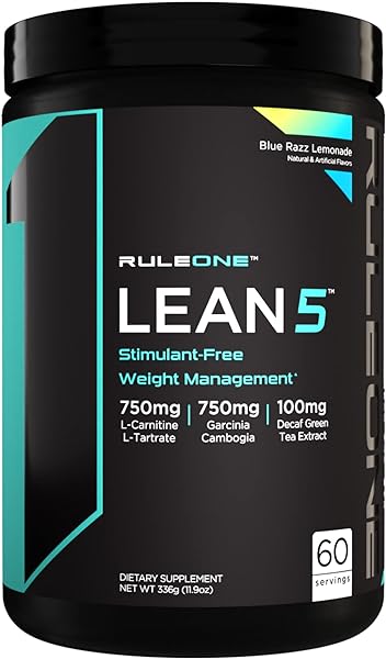 Rule 1 R1 Lean5, Blue Razz Lemonade - 11.9 oz - Stimulant-Free Formula with CLA, Garcinia Cambogia Extract & Carnitine - 60 Servings in Pakistan