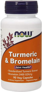 NOW Supplements, Turmeric & Bromelain (Standardized Turmeric Extract) with Bromelain 2400 GDU/g, 90 Veg Capsules in Pakistan