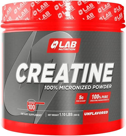 Lab Nutrition - Workout Supplement for Muscle Building, Pure Micronized Creatine Monohydrate, Keto Friendly, Creatine Unflavored Powder, 500g, 1.1 LBS - 100 Servings - Made in USA in Pakistan