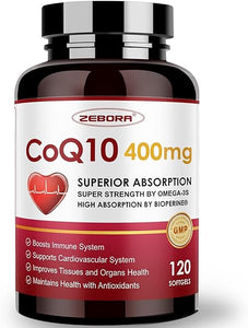 CoQ10-400mg-Softgels with PQQ, BioPerine & Omega-3, Coenzyme Q10(Ubiquinone) Supplement for High-Absorption, Powerful-Antioxidant, Support Heart & Energy-Production, 120 Servings in Pakistan