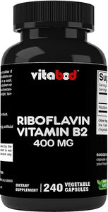 Vitamin B2 (Riboflavin) 400 mg 240 Vegetarian Capsules - Support Cellular Energy and Red Blood Cell Production in Pakistan