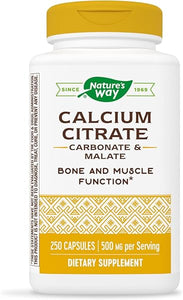 Nature's Way Calcium Citrate - 500 mg Calcium per 2-Capsule Serving - for Bone Health & Muscle Function* - Blend of Citrate, Carbonate & Malate - Gluten Free - 250 Capsules in Pakistan