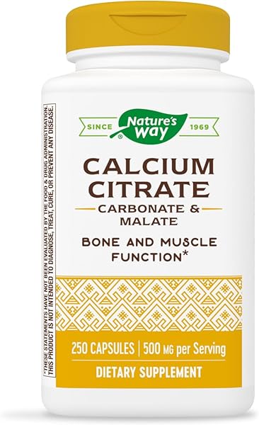 Nature's Way Calcium Citrate - 500 mg Calcium per 2-Capsule Serving - for Bone Health & Muscle Function* - Blend of Citrate, Carbonate & Malate - Gluten Free - 250 Capsules in Pakistan in Pakistan