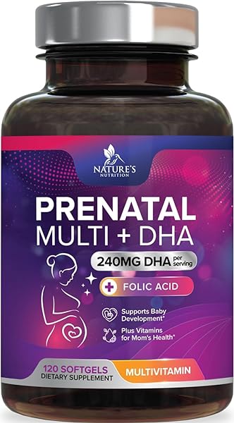 Prenatal Multivitamin with Folic Acid & DHA, Prenatal Vitamins Supplement, Folate, Omega 3, Vitamins D3, B6, B12 & Iron, Women's Pregnancy Support Prenatal Vitamins, Non-GMO Gluten Free - 120 Softgels in Pakistan in Pakistan