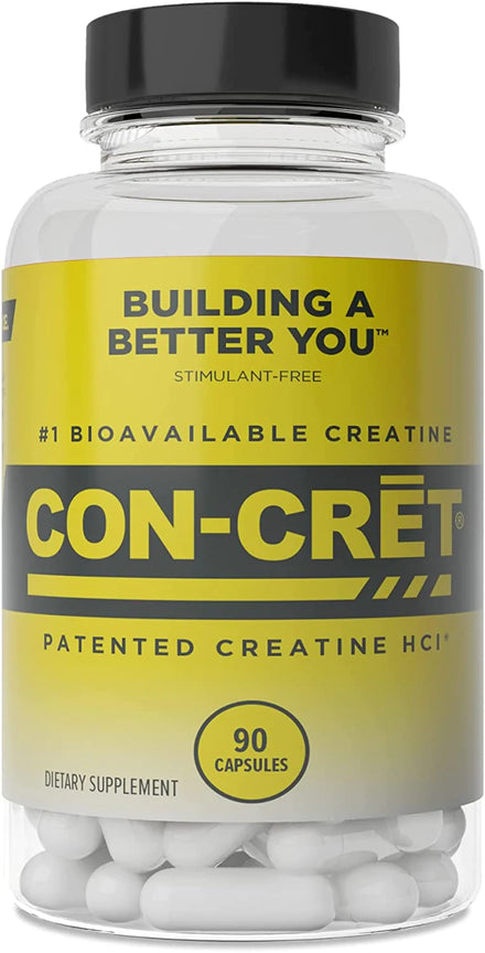 CON-CRET Patented Creatine HCl Capsules, Stimulant-Free Workout Supplement for Energy, Strength, and Endurance, 90 Count