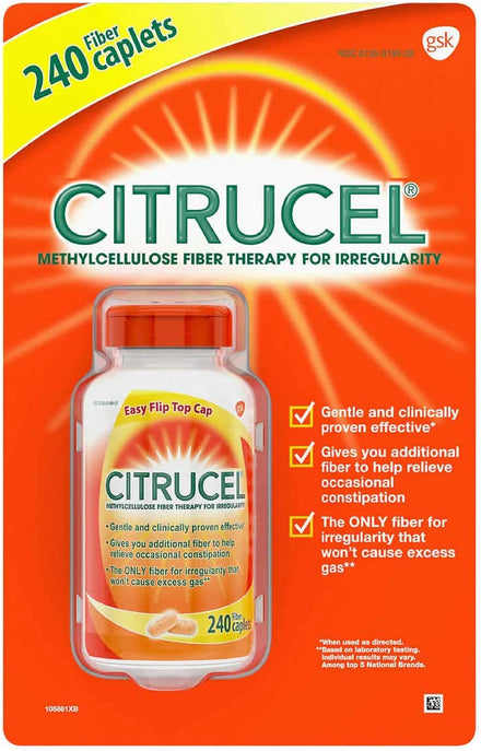 Citrucel Fiber Therapy Caplets for Irregularity, Easy to Swallow Methylcellulose Fiber Caplets, 180 Count