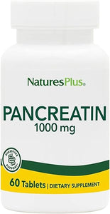 NaturesPlus Pancreatin - 1000 mg, 60 Tablets - Natural Digestive Enzyme Supplement for Gastrointestinal Support - Contains Amylase, Protease & Lipase - Gluten-Free - 60 Servings in Pakistan