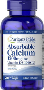 Puritan's Pride Absorbable Calcium with Vitamin D 3 1000iu Softgels, 1200 mg, 200 Count in Pakistan