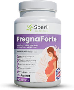 Pregnaforte Prenatal Multivitamin 60 days: Folic acid, Omega-3 DHA/EPA, Vitamins A, B6, B12, C, D3, E & Minerals: Calcium, Iron, Zinc, Magnesium - Before, During & Post Pregnancy, Non-GMO Gluten Free in Pakistan