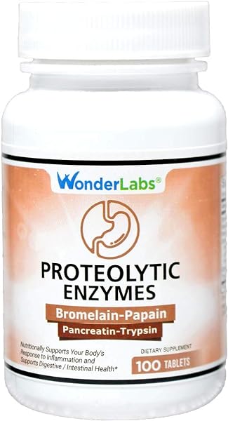 Proteolytic Enzymes | Bromelain Papain Pancreatin Trypsin 550 mg Total with Standardized Amylase, Lipase, and Protease, 100 Tablets in Pakistan