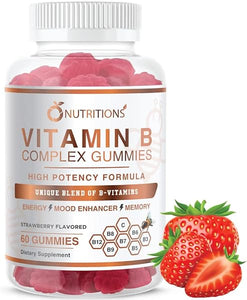 O NUTRITIONS Vitamin B Complex Vegan Gummies with Vitamin B12, B7 as Biotin, B6, B3 as Niacin, B5, B6, B8, B9 as Folate for Stress, Energy and Healthy Immune System (1 Pack) in Pakistan