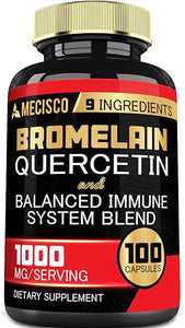 Bromelain 1000mg with Quercetin, Elderberry, Echinacea & More Supplement - 100 Capsules - Bromelain Quercetin Supplement Supports Digestive System, Joint Health & Balanced Immune System in Pakistan