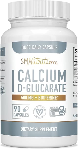 Calcium D-Glucarate | 500mg | CDG for Liver Detox & Cleanse, Metabolism, Hormone Balance, & Menopause Support* | Vegan.org Certified, Non-GMO, Gluten-Free Calcium D Glucarate | 90 Ct. (3-Month Supply) in Pakistan