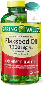 Nick & Hannah Spring Valley Flaxseed Oil Softgels Dietary Supplement, 1,200 mg, 200 Count + 1 Mini Pill Container (Style & Color Varies) in Pakistan