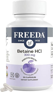 Freeda Betaine HCl - Vegetarian Betaine Supplement Digestive Supplement for Healthy Digestion - Vegan Formula, Does Not Contain Pepsin (90 Capsules) in Pakistan
