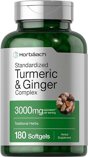 Turmeric and Ginger Supplement | 3000 mg 180 Softgel Pills | with Black Pepper Extract | Non-GMO, Gluten Free Supplement | by Horbaach in Pakistan in Pakistan