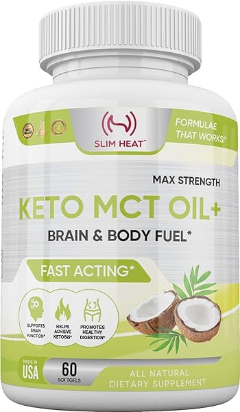 Keto MCT Oil Capsules with C8 & C10 - Fast Acting Ketosis Brain & Body Fuel for Women and Men - All Natural, Non GMO, Made in USA - 30 Day Supply in Pakistan