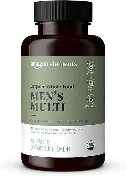 Amazon Elements Organic Whole Food Men's Multivitamin Tablets, 60 Count in Pakistan