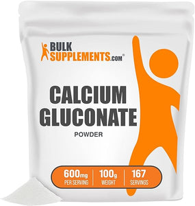 BulkSupplements.com Calcium Gluconate Powder - Calcium Supplement, Calcium Powder - Calcium Gluconate Supplement, 600mg (55mg Calcium) per Serving, 100g (3.5 oz) in Pakistan