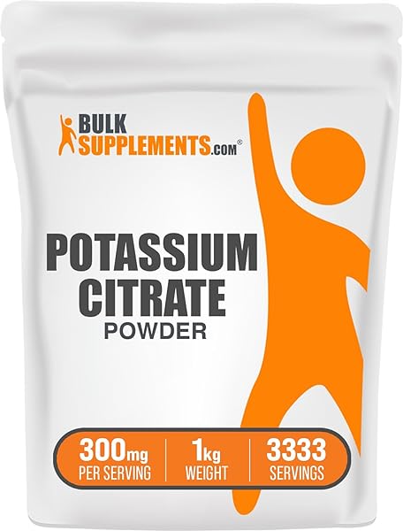 BulkSupplements.com Potassium Citrate Powder - Potassium Supplement, Potassium 99 mg - Potassium Citrate Supplement, Potassium Powder - Gluten Free, 300mg per Serving, 1kg (2.2 lbs) in Pakistan
