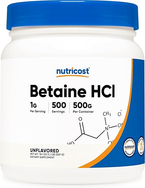 Nutricost Betaine HCl Powder 500 Grams - Glut in Pakistan