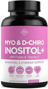 Premium Inositol Supplement - Myo-Inositol and D-Chiro Inositol Plus Folate and Vitamin D - Ideal 40:1 Ratio - Hormone Balance & Healthy Ovarian Support for Women - Vitamin B8-30 Day Supply in Pakistan