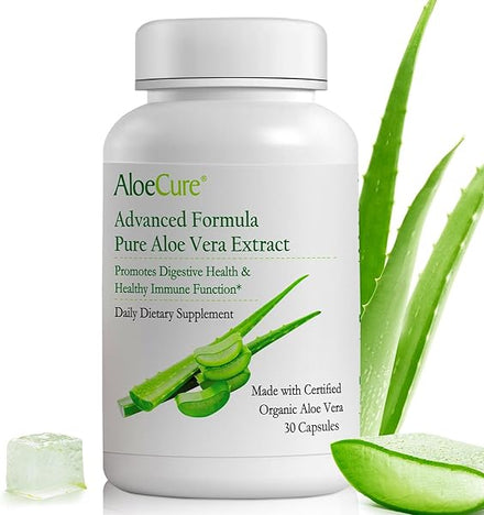 AloeCure Organic Aloe Vera Capsules, 130,000mg Inner Aloe Leaf Equivelant per Serving, Support Gut Health & Digestive Comfort, Stomach Acid Buffer, Natural Immune Supplement, Aloin Free, 30 Capsules in Pakistan