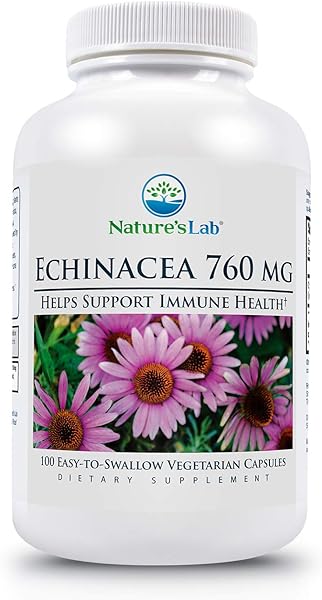 Nature's Lab Echinacea 760mg Dietary Supplement - Powerful All Natural Immune System Support - Non-GMO, Gluten Free - 100 Capsules (50 Day Supply) in Pakistan in Pakistan