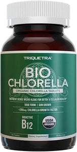Organic Chlorella: 3 Organic Certifications – Broken Cell Wall Form, Blue Green Algae - Raw, Sun-Grown, Non-Irradiated, Maximum Nutrient & CGF (Chlorella Growth Factor) Levels - (120 Tablets) in Pakistan