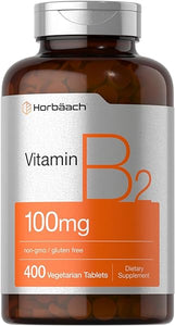 Vitamin B-2 100mg | 400 Tablets | Vegetarian, Non-GMO & Gluten Free Supplement | Vitamin B2 Riboflavin | by Horbaach in Pakistan