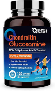 NATURE TARGET Glucosamine Chondroitin MSM, Joint Support Supplement, Shellfish Free, Turmeric Boswellia, Hyaluronic Acid, Collagen, Calium for Cartilage and Bone Health,120 Capsules, 40 Servings in Pakistan