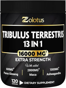 13in1 Tribulus Terrestris Capsules - 16000mg Per Serving with Maca, Horny Goat Weed, Panax Ginseng, Saw Palmetto, Tongkat Ali, Shilajit & More - Energy, Stamina Supplement for Men & Women - 120 Counts in Pakistan
