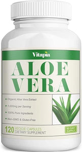Aloe Vera 1000mg - 120 Veggie Capsules - Vegan and Non-GMO - Aloe Vera Supplement - Supports Healty Digestive* in Pakistan