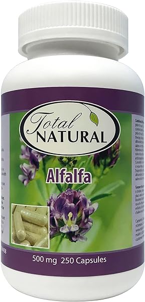 Natural Alfalfa Supplement 500mg 250 Capsules [1 Bottles] by Total Natural, Rich in Vitamins & Trace Minerals, Promotes Energy & Vitality, Promotes Digestive Health in Pakistan in Pakistan