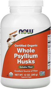 NOW Supplements, Whole Psyllium Husks, Certified Organic, Non-GMO Project Verified, Soluble Fiber, 12-Ounce in Pakistan