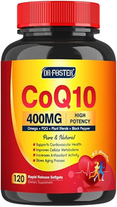CoQ10 400mg SoftGels CQ10 Coenzyme Q10 Supplement, Plus PQQ, Omega 3, and Vitamin E, for Heart Health and Cellular Energy, 120 Servings in Pakistan