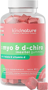 Kind Nature Myo-Inositol & D-Chiro Inositol Gummies with Vitamin D & Folate - Ideal 40:1 Ratio - PCOS Supplements for Fertility, Menstrual & Hormone Balance - 30 Day Supply in Pakistan