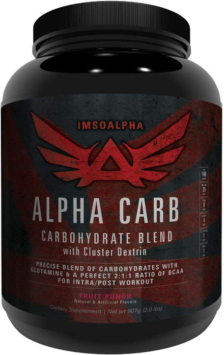 IMSOALPHA, Alpha CARB with Cluster Dextrin, 30 Servings of Muscle-Building Energy, PRE/Intra/Post Workout, 2:1:1 BCAA Ratio, 20 Servings (Fruit Punch)