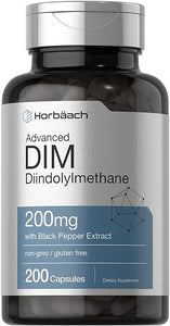 DIM Supplement 200mg | Advanced Diindolylmethane | with Black Pepper Extract | 200 Capsules | Non-GMO, Gluten Free | by Horbaach in Pakistan